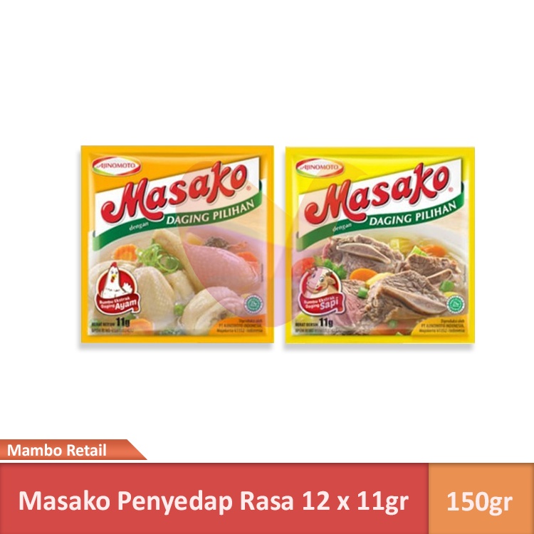 

Masako Penyedap Rasa Ayam/Sapi 9gr - 1 renceng isi 12 sachet