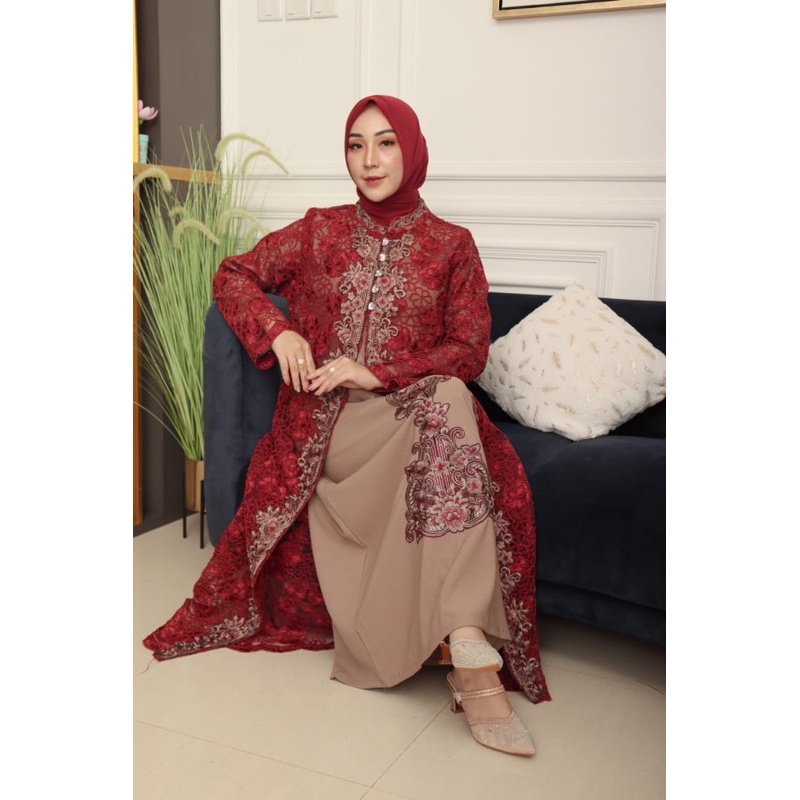 (COD) New Collection AZURA SCRAF SET (outer+inner)2 pc //Gamis Pesta //Gamis Cardigan // Baju kondangan// Tanahabang Collection //Gamis Modern / Gamis Terbaru BY TOKOH  AZURAH SCRAF