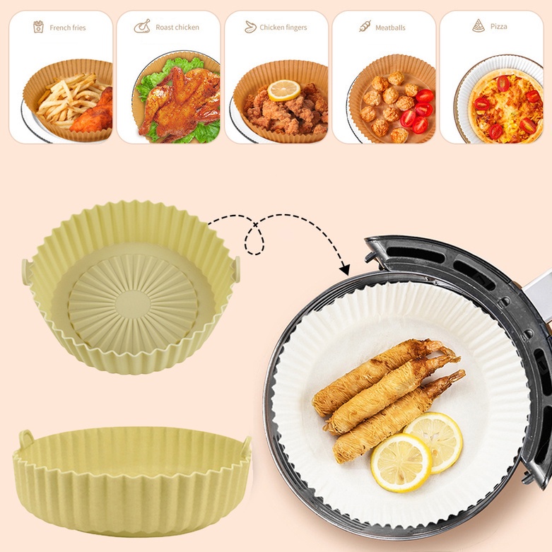 【COD】Loyang Air Fryer Multifungsi Bahan Silikon/Loyang Air Fryer Silikon Basket/Air Fryer Silicone Pot Pan Basket/Air Fryer Silicone Silicone Pot