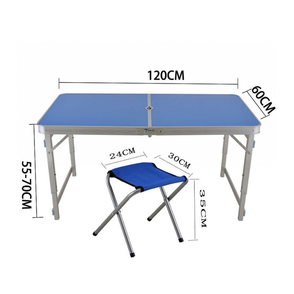 Meja Lipat 4 Kursi Piknik Foldable Taman Model Koper Pengaturan Tinggi