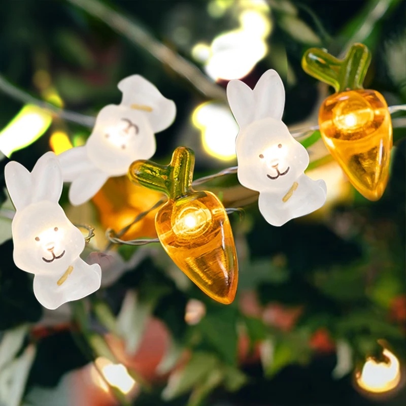 1m 10LED Easter Bunny String Lights Dekorasi/USB Charging Wortel Kelinci Peri Cahaya Untuk Pesta Paskah Anak-Anak Nikmat Hadiah