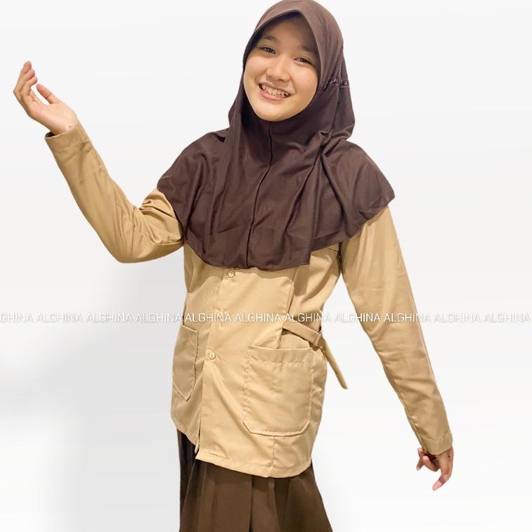 HARGA SPESIAL ALGHINA Baju pramuka Kantong Bawah lengan panjang SD/SMP&SMA oxford untuk wanita/putri