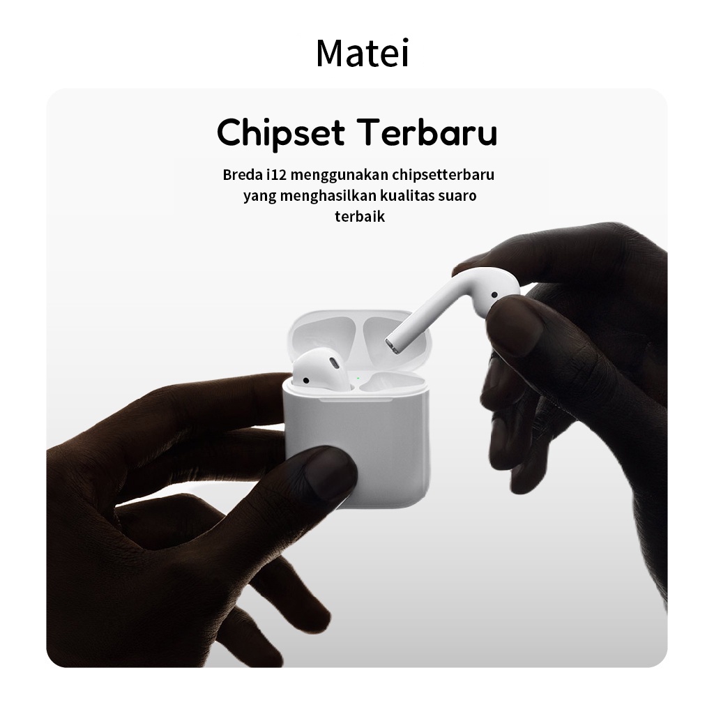 Matei Headset Bluetooth Case Kartun Transparan True Wireless Ear inpods i12 TWS Earphone Stereo HIFI