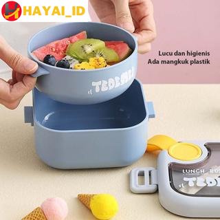 [600gr] T718 | Lunch Box TEDEMEI SET 2IN1 / Kotak Bekal Makan Anak Stainless Lunch Box Sendok Guntin
