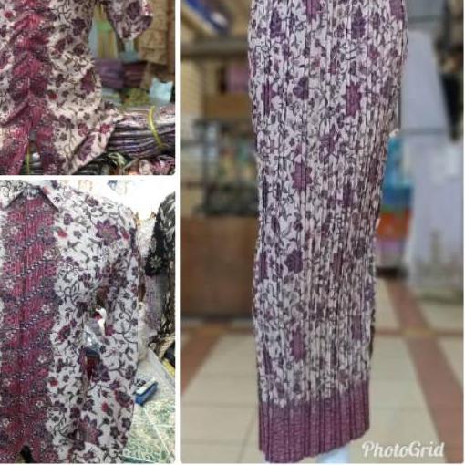 ☜ COUPLE BATIK / ROK PLISKET / ROK DUYUNG / ROK LILIT MOTIF BUNGA TANJUNG PINK ○