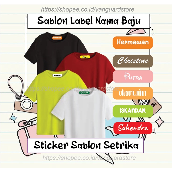 LABEL SERAGAM SEKOLAH CUSTOM NAMA LABEL STIKER KAOS SABLON SETRIKA PESANTREN NAME TAG LAUNDRY