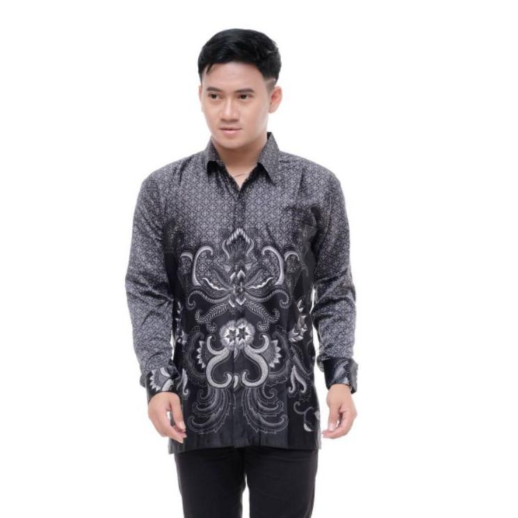 ✱ baju batik pria murah kemeja batik sutra premium baju batik sutra lengan panjang ✩