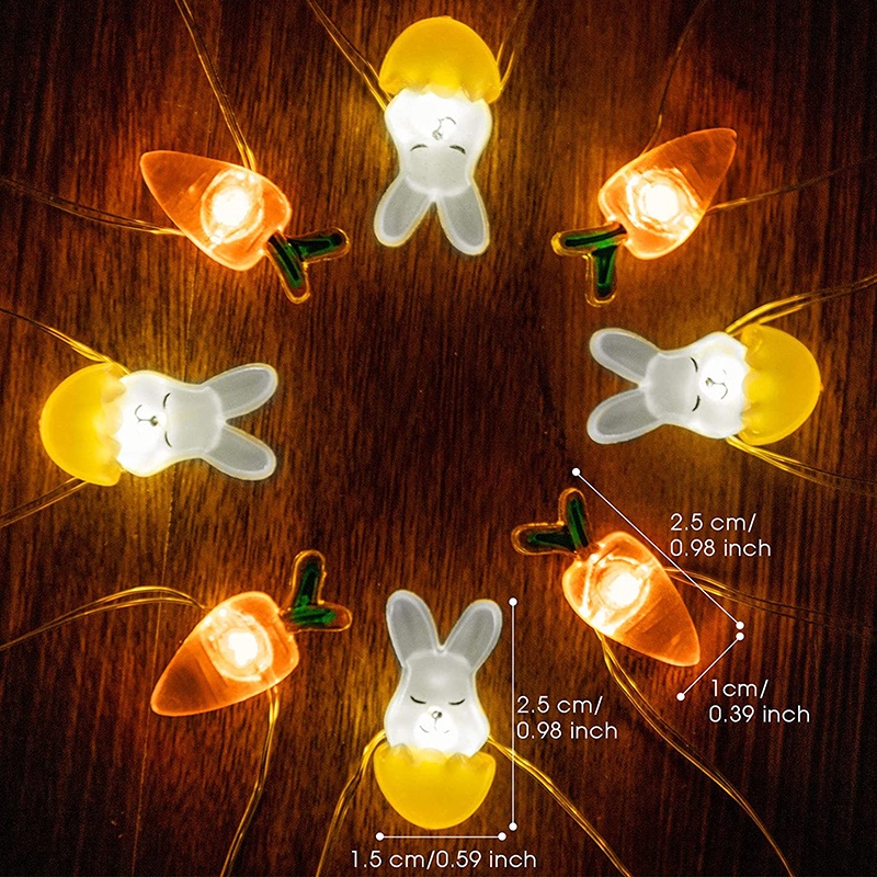 [Featured] Easter 1 / 2M 10 / 20LEDs Cute Bunny String Light USB / Battery Powered 3D Eggs Rabbit Carrot Fairy Lights Party Supplies Home Garden Decoration