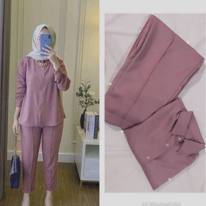 Setelan Kemeja Polos // Setelan Kemeja Wanita Terbaru // Setcel Murah