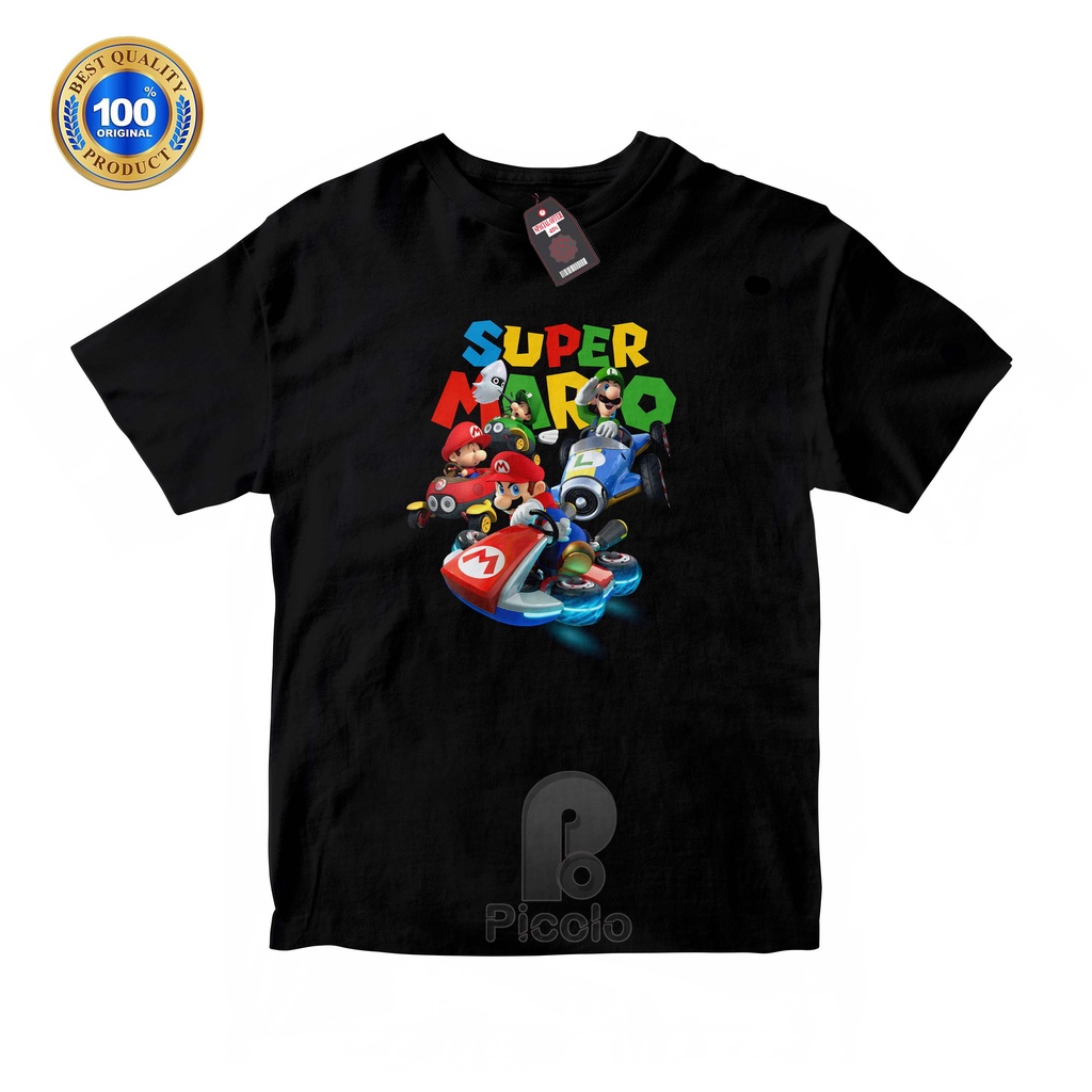 (FREE NAMA) BAJU KAOS ATASAN ANAK MOTIF GAME/KARTUN SUPER MARIO UNISEX Bahan COTTUN