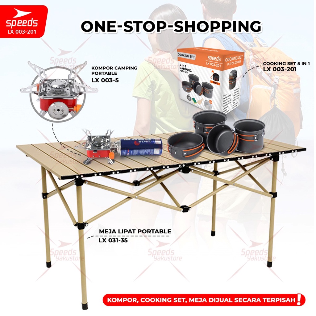 SPEEDS Alat Masak Camping Set Mini Cooking Cookware Rekreasi Pesta Portable 2-6 Orang Teko Outdoor Aman 003-201