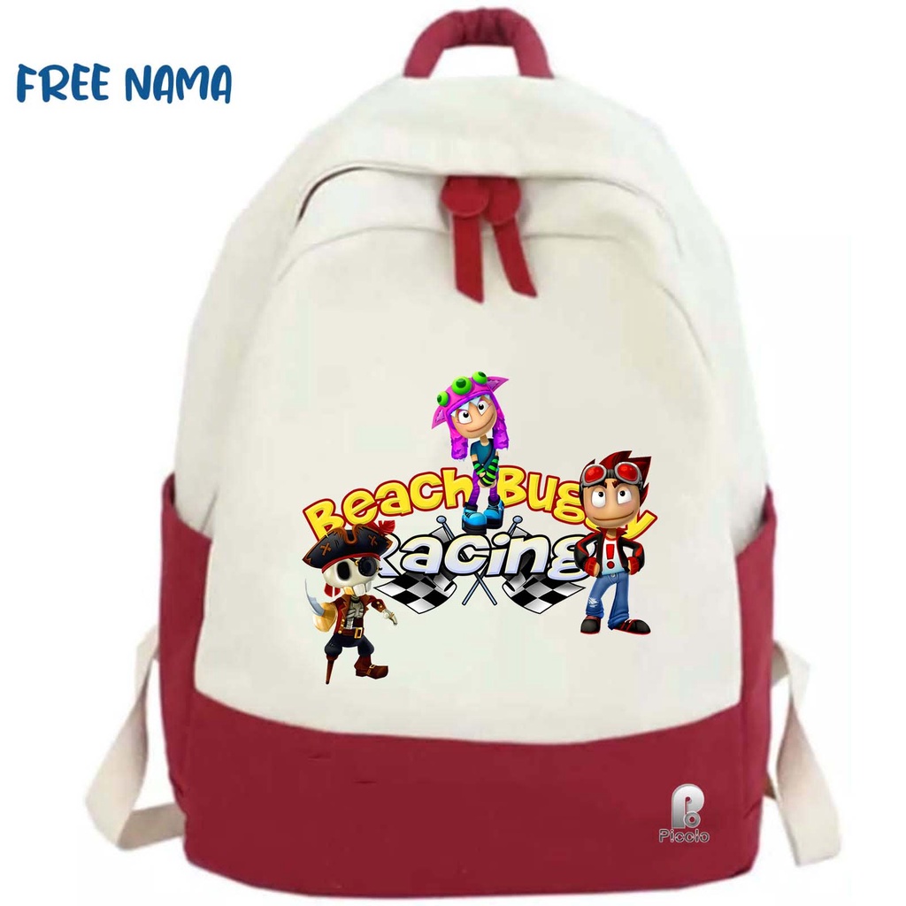 TAS RANSEL BACKPACK ANAK SEKOLAH MOTIF BEACH BUGGY RACING UNISEX (FREE NAMA)