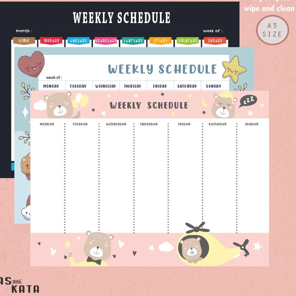 

Codey5Y9k Weekly schedule planner dinding Uk A3 ( free 1 spidol wipe & clean)