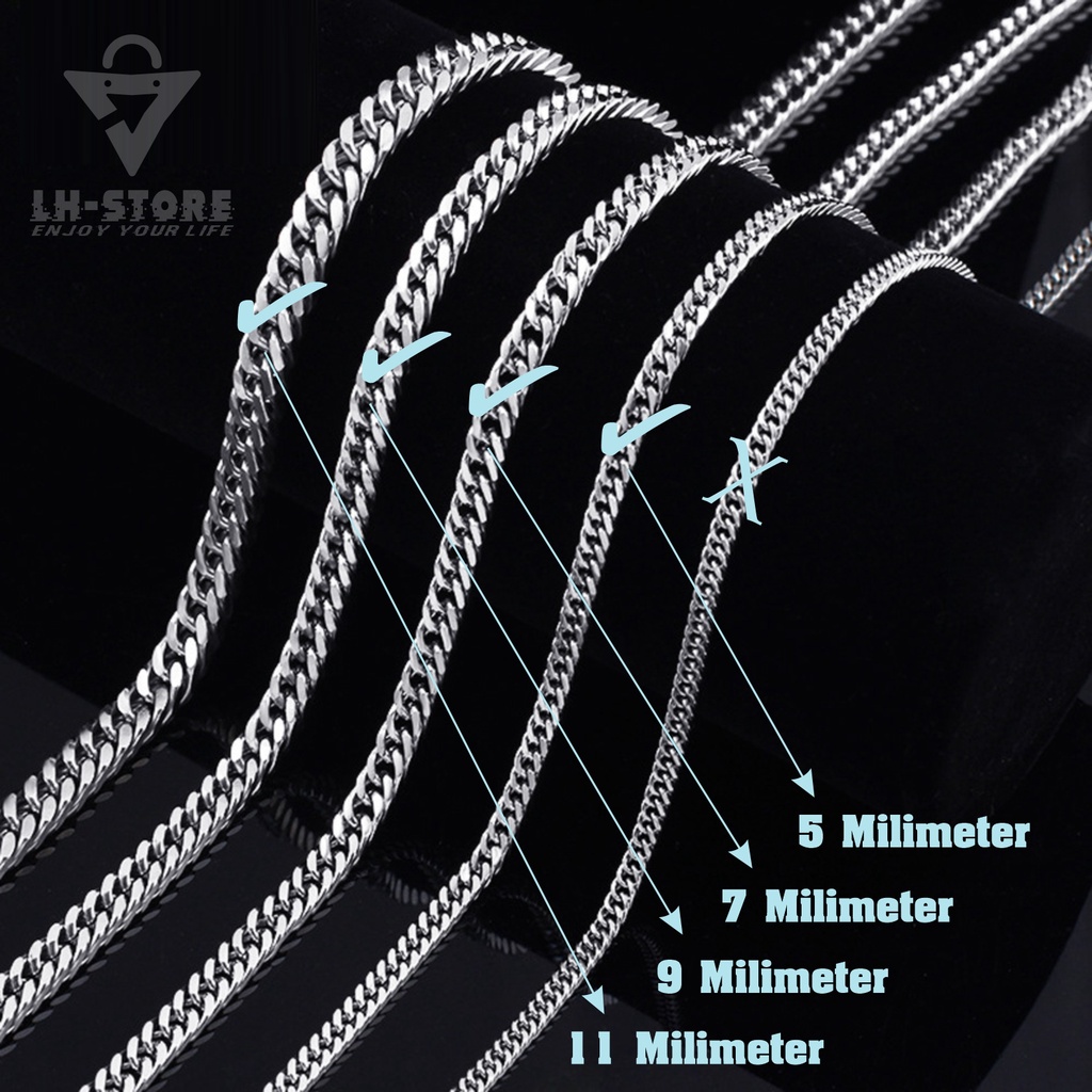 KALUNG TITANIUM MODEL RANTAI BIG DOUBLE TERBARU ANTI KARAT PRIA WANITA 11MM