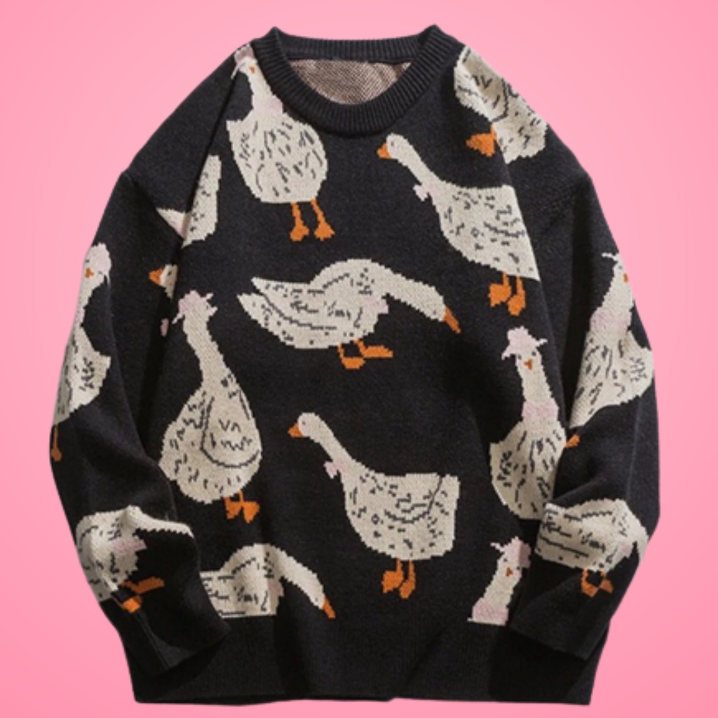 Woobly cute duck knit sweater