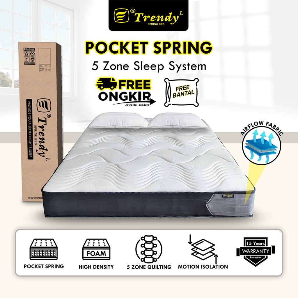 Trendy Pocket Spring - Kasur Spring Bed Vacuum Press Roll - Mattress Kasur Dalam Box