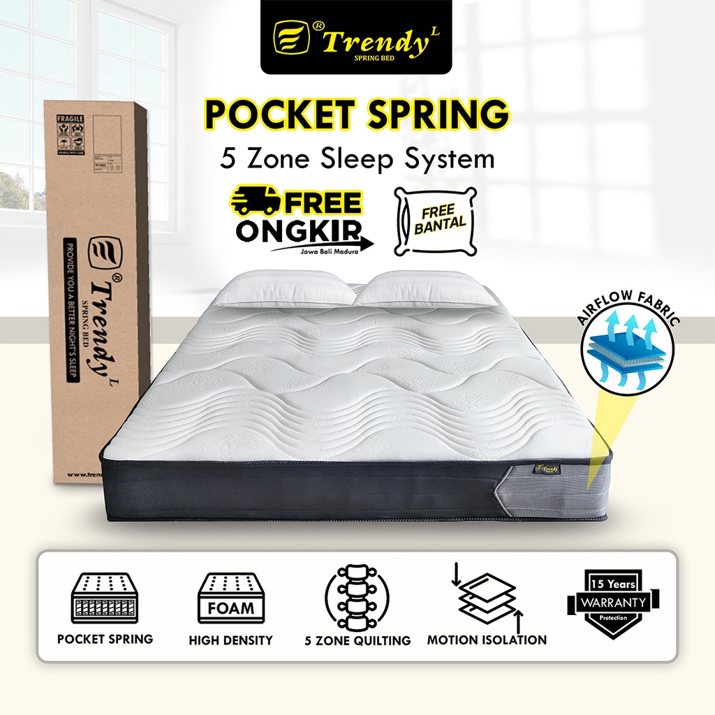 Trendy Pocket Spring 26cm - Kasur Spring Bed Vacuum Press Roll - Mattress Kasur Dalam Box