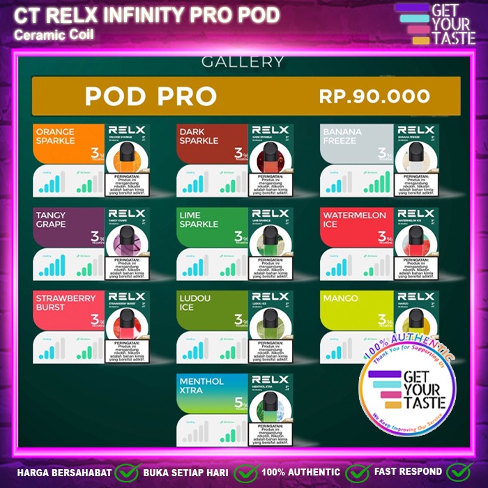 RELX Infinity Pro Pod Ceramic Coil All Variants Cartridge Authentic