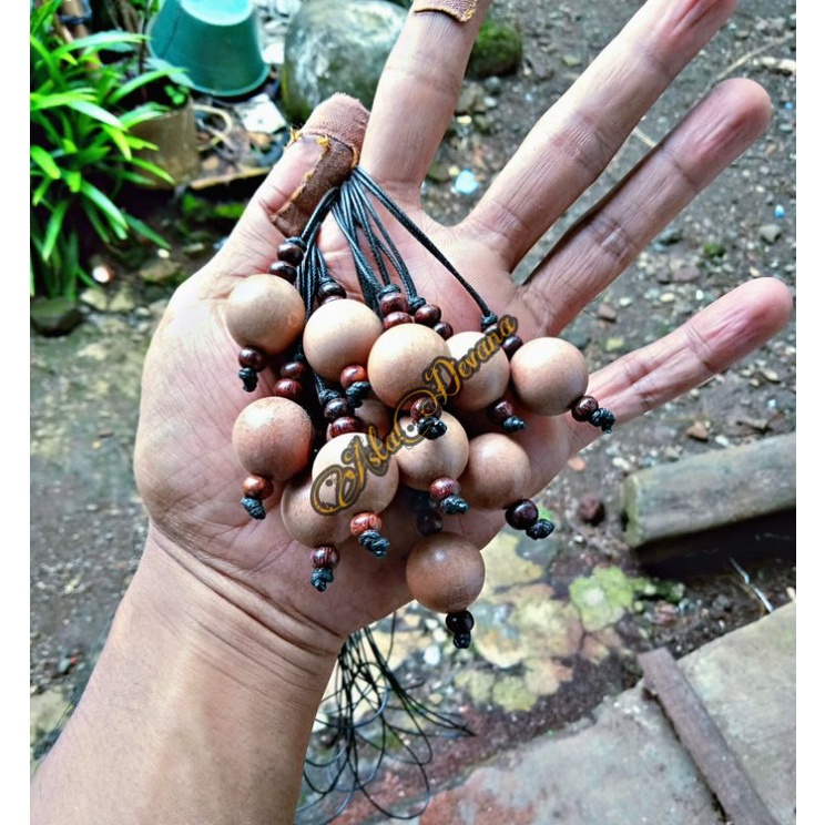 Kalung kayu kaboa sancang original liontin bulat 18mm | ready pipa cangklong galih kelor nagasari ke