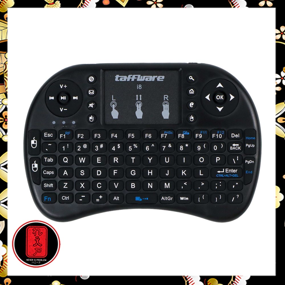 Taffware Mini Keyboard Wireless 2.4GHz dengan Touch Pad &amp; Mouse - i8 - Black