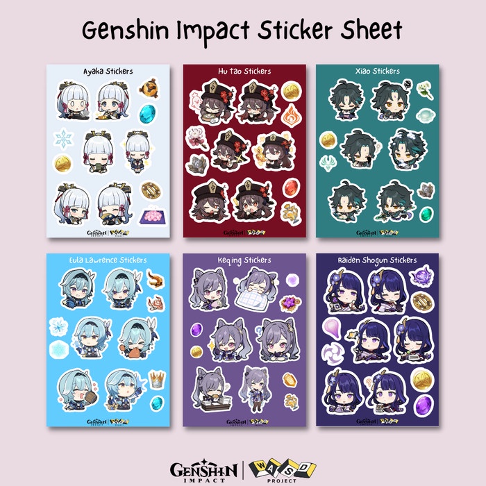 Tape Genshin Impact Sticker Sheet Vinyl Finishing A6 Size
