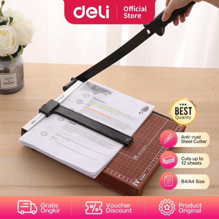 

Pemotong Deli Pemotong Kertas A4 Paper Trimmer Anti Slip E8004