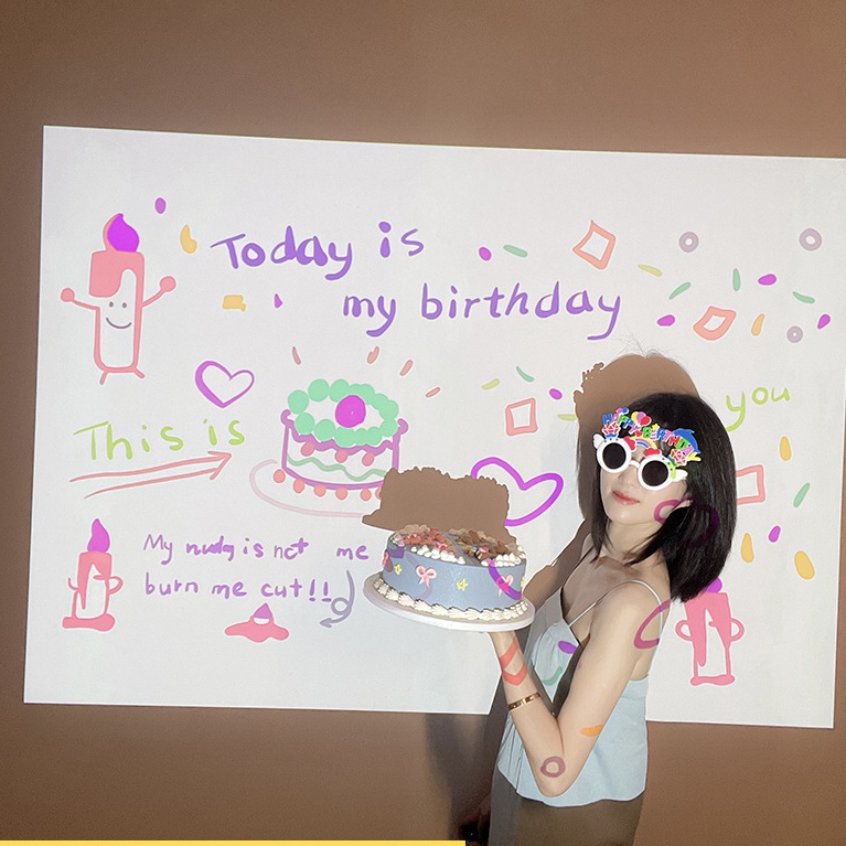 Happy Birthday Projector Party Lamp Cute Birthday Gift Idea HBD Photo Prop Decoration