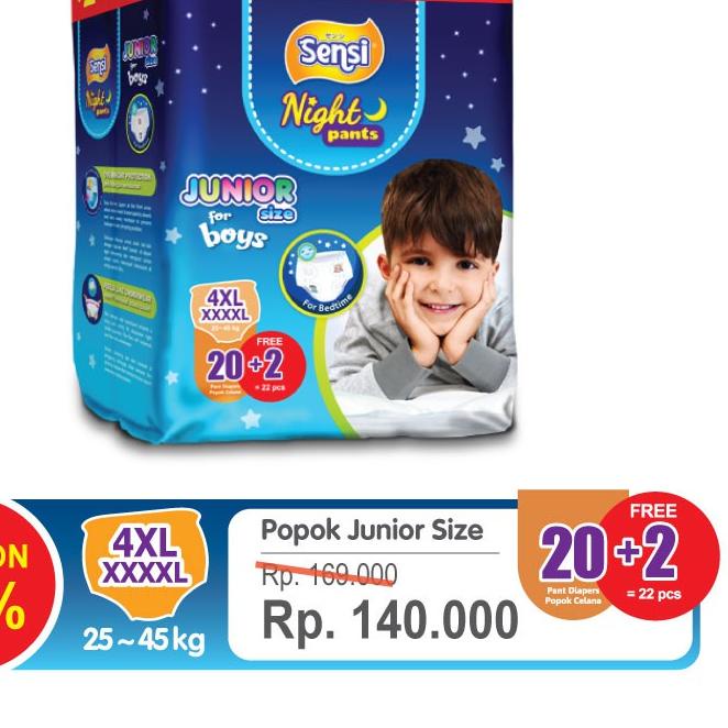 ➼ SENSI NIGHT PANTS BOYS 4XL20 - Popok Junior ۞