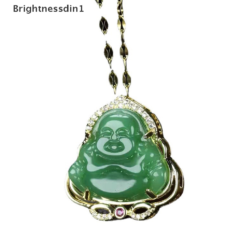 [Brightnessdin1] 1pc Kalung Liontin Buddha Maitreya Baja Titanium Kristal Wanita Keberuntungan Jimat Butik