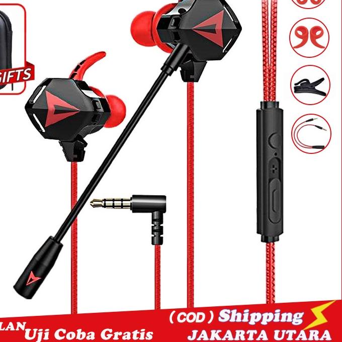 ♦ ⚡Headset Gaming N5 PUBG Bass Noise  with Mic Mobile Earphone Gaming Murah Hifi Handsfree ♖