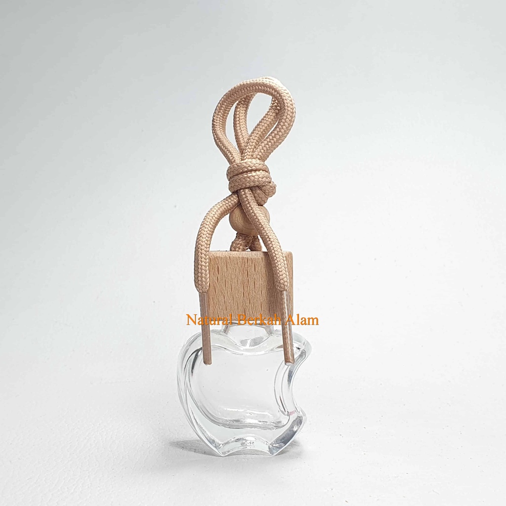 Botol Parfum Gantung 5 Ml Apel Tutup Kayu Kotak / Botol Kaca / Botol Kaca Parfum / Parfum Mobil Gant