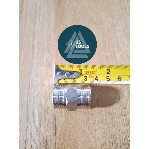 Double nepel 1/2 inch stainless DN12- dobel nepel fitting sambungan pipa keran air