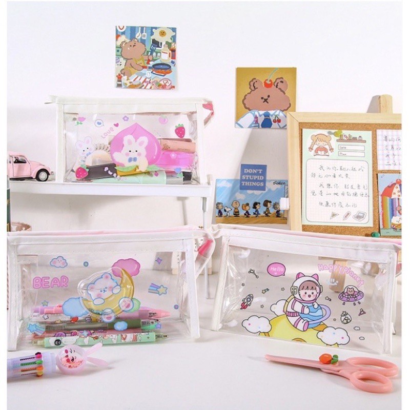 

DY PACK TAS MAKE UP KOTAK PENSIL TAS SERBAGUNA PVC KAWAII POLOS RT08