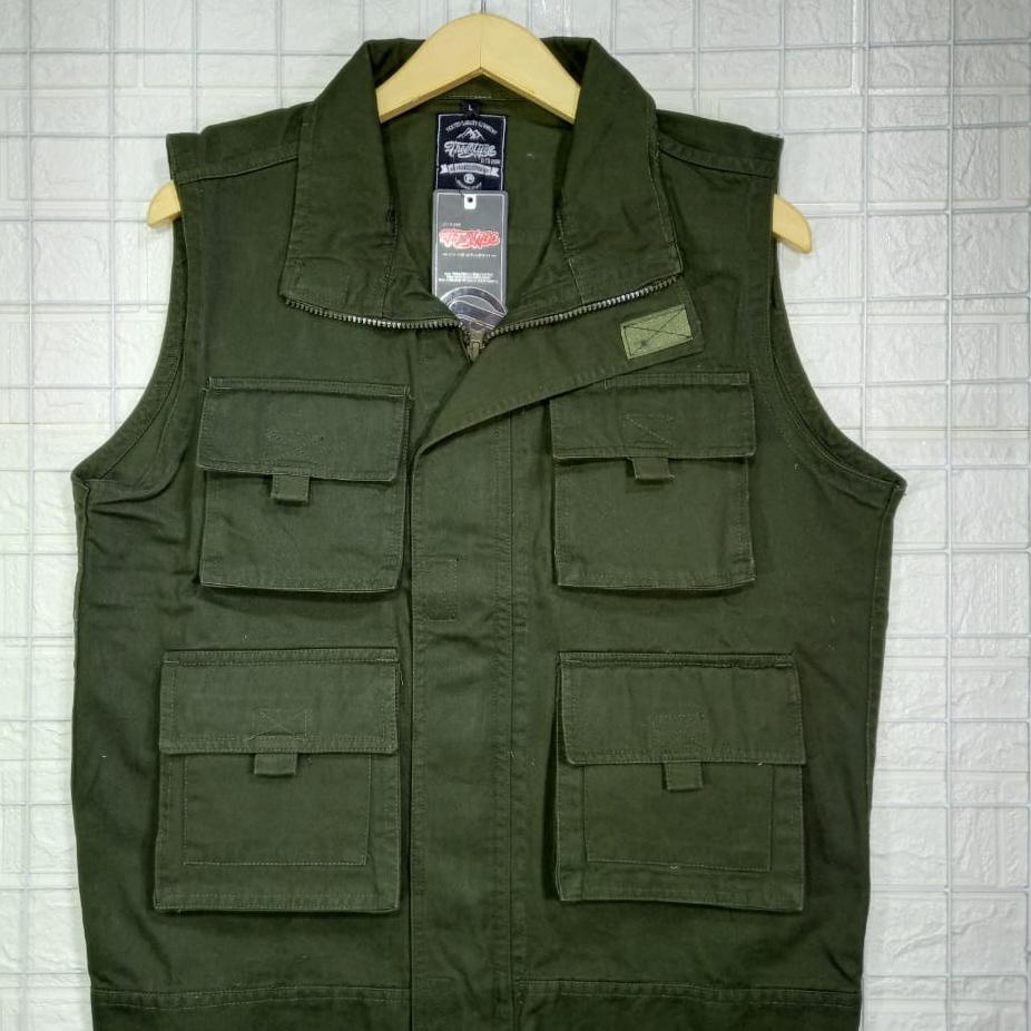 Rompi Tactical Outdoor Jumbo Wartawan Lapangan Kerja Sosial Proyek Vest Kanvas Pria Jeep Premium (KO