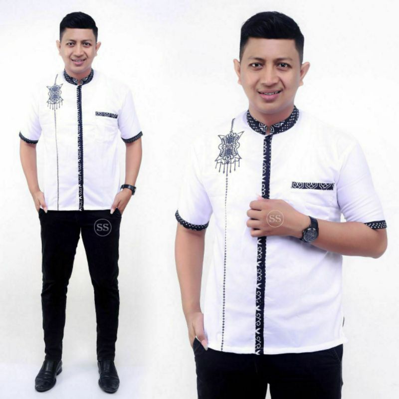 Baju Koko Pria Bordir Syubbanul Muslimin Koko Azzahir Koko Kurta Lengan Pendek