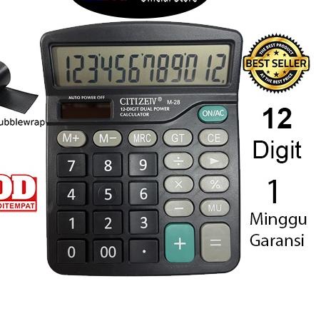 

Kalkulator Citizen M-28 12 Digit - Caulator Check Dual Two Power ✓