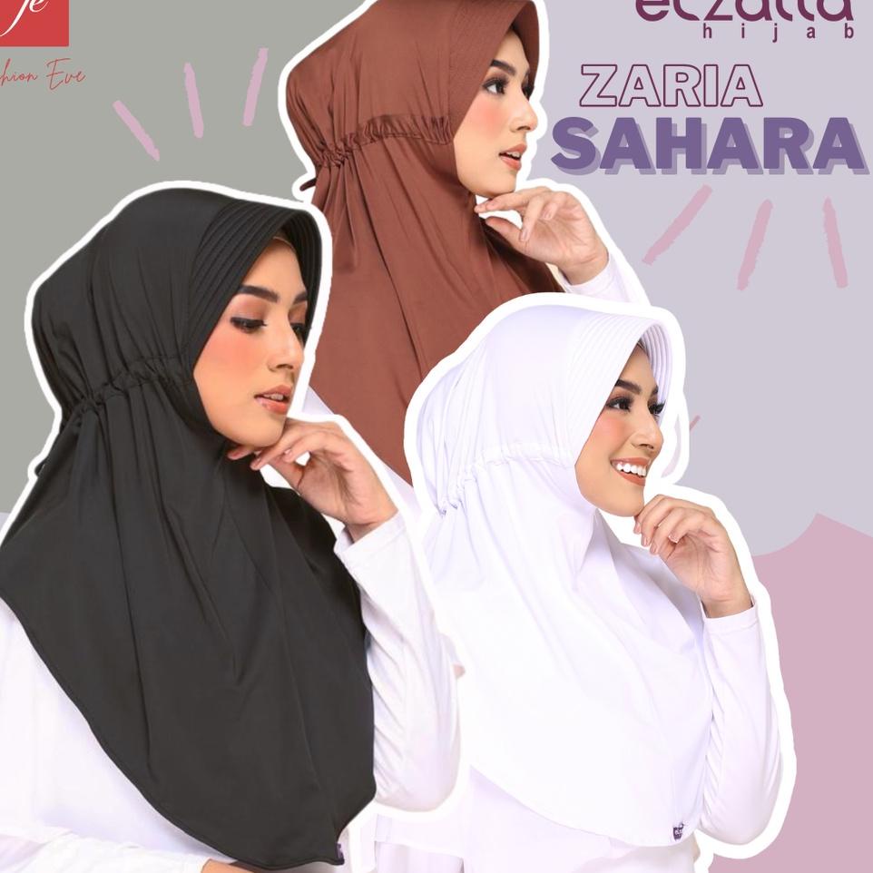 ♔ ELZATTA HIJAB KERUDUNG JILBAB BERGO INSTAN ELZATTA SERUT BELAKANG HITAM PUTIH POLOS ZARIA SAHARA O