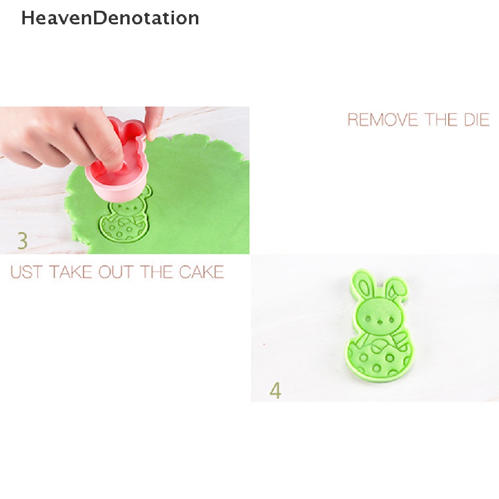 [HeavenDenotation] 6pcs Cetakan Biskuit Kelinci Paskah Plastik Bunny Egg Cookie Cutter Stamp Embosser HDV