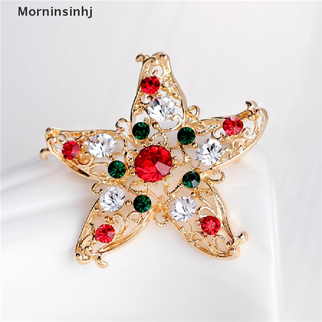 Mornin 1X Fashion Unisex Bintang Kristal Berlian Imitasi Snowman Natal Bros Pin Xmas Hadiah id