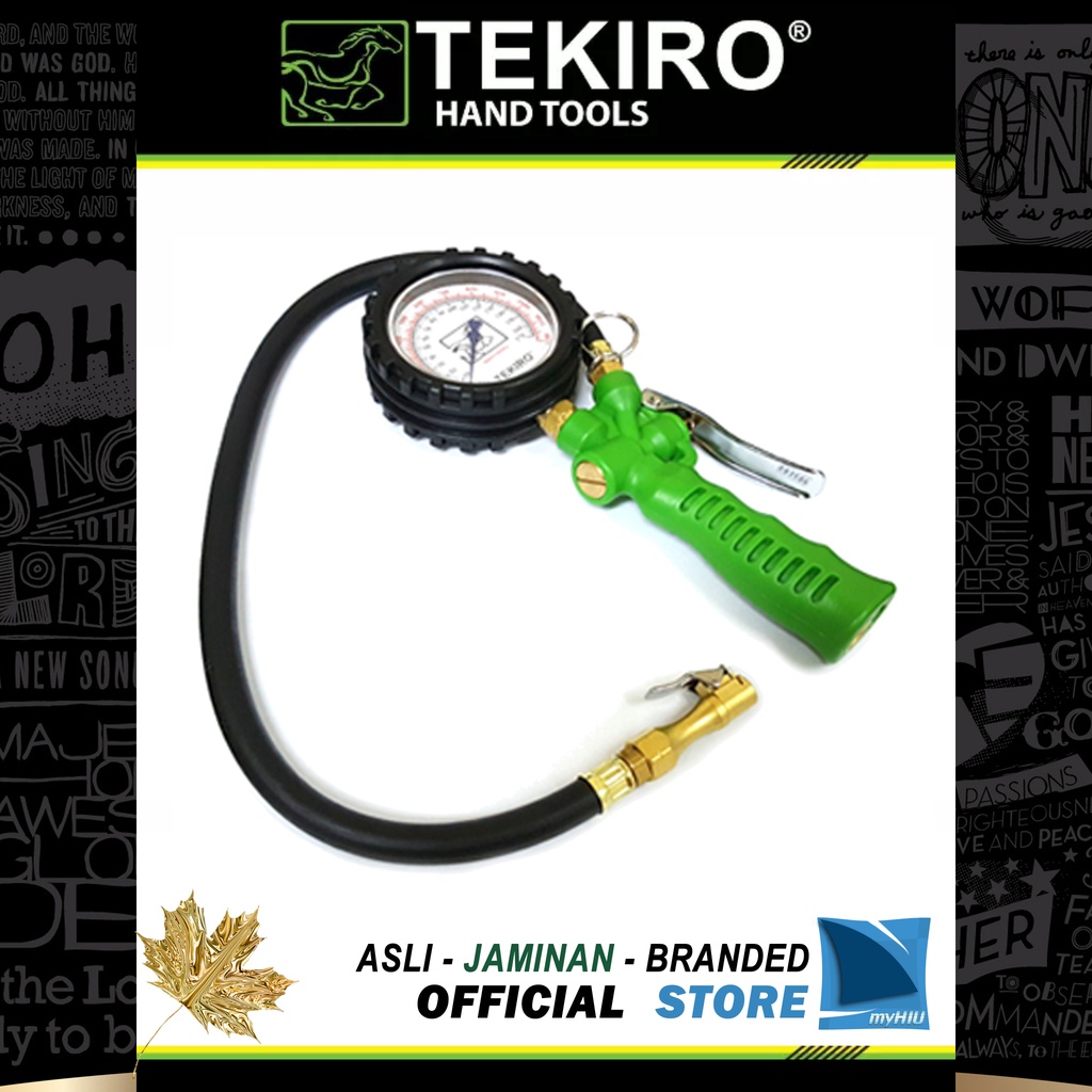 Alat Isi Angin Ban Mobil Motor + Pengukur 170 psi / Tire Chuck And Pressure Gauge TEKIRO