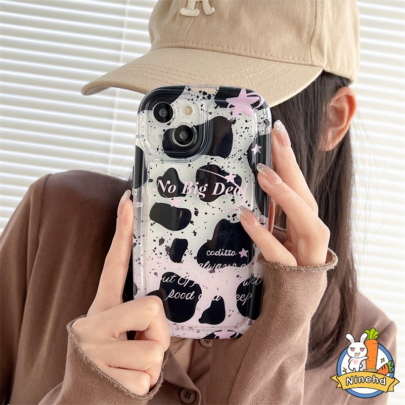 Casing Kompatibel Untuk iPhone14 13 12 11 Pro Max X Xr Xs Max 8 7 6 6s Plus SE 2020 Fashion Hitam Putih Pola Sapi Casing Ponsel Silikon Shockproof Airbag Soft Case Cover Pelindung