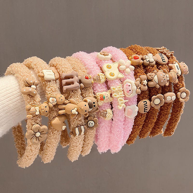 Bando Karakter Anak Lucu Bondu Bulu Lembut Fashion Wanita Korea