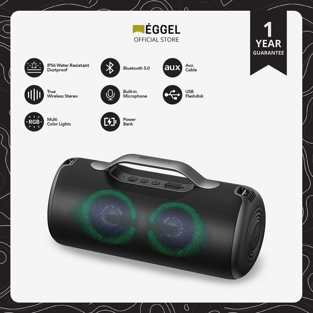 Eggel Elite XL 2 Waterproof Bluetooth Speaker with RGB Light
