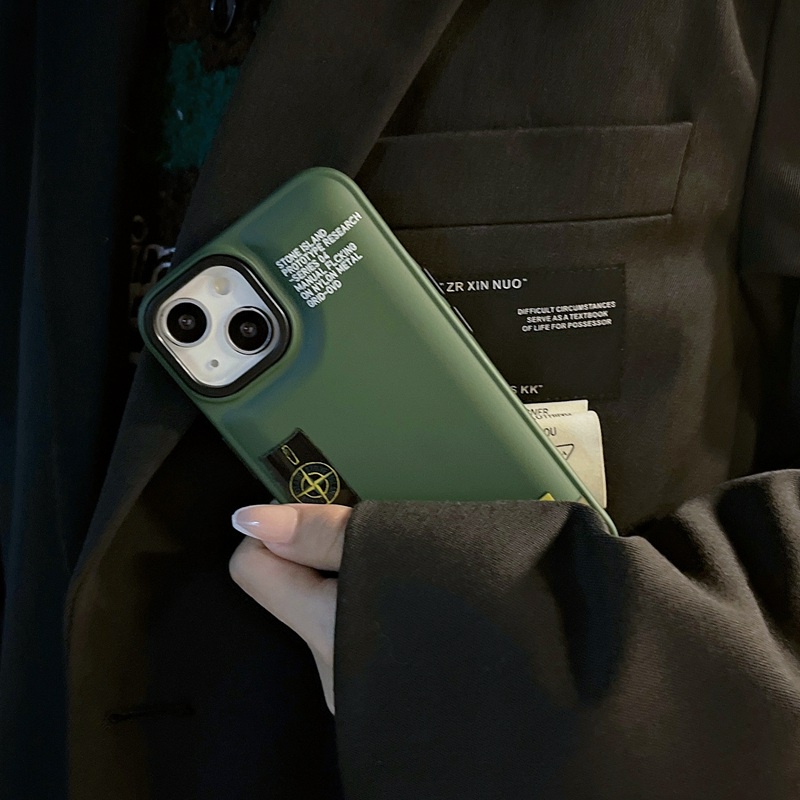 Fashion Pria Stone Island Soft Case iP iPhone X XR XS Max 11 12 13 14 Pro Max FTD Skin Feel Casing Silikon Cair Apple