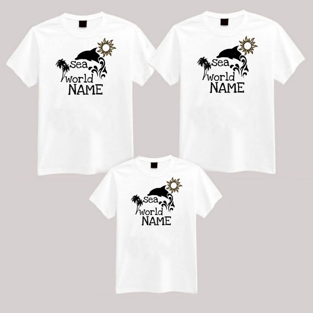 MYSTIQUE.ID-BAJU KAOS COUPLE SEA WORLD CUSTOME NAME T-SHIRT LUCU KEREN DAN AESTETIC