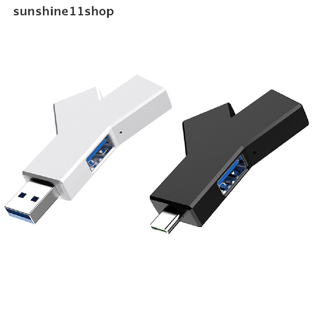 Sho 1Pc USB 3.0 Hub Mini Berbentuk Y 3-IN-1 Tipe-C3.1 3-Port Splitter Hub Expander N