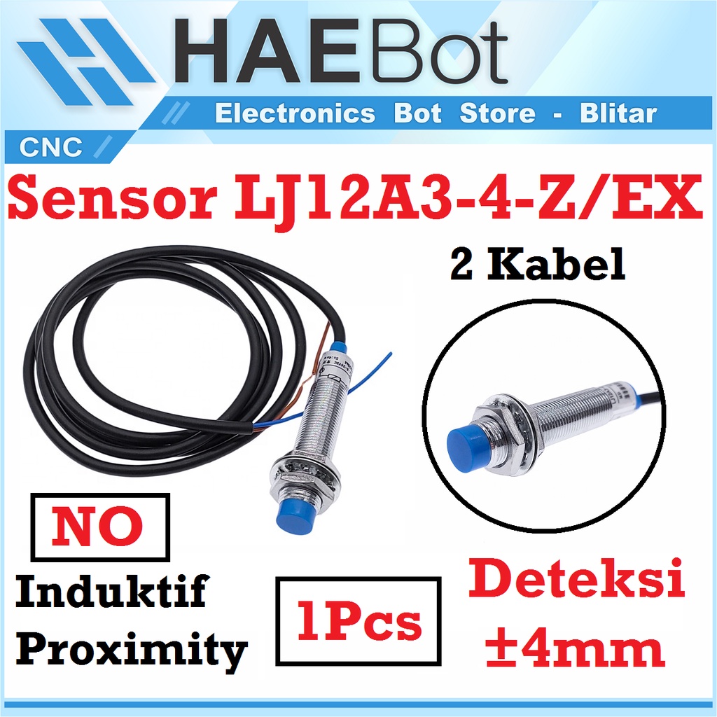 [HAEBOT] Inductive Proximity Sensor Induktif NO 2 Kabel 4mm LJ12A3-4-Z/EX 6-36V DC LJ12A3 4 Z EX Normally Open Metal Detector Limit Pendeteksi Logam