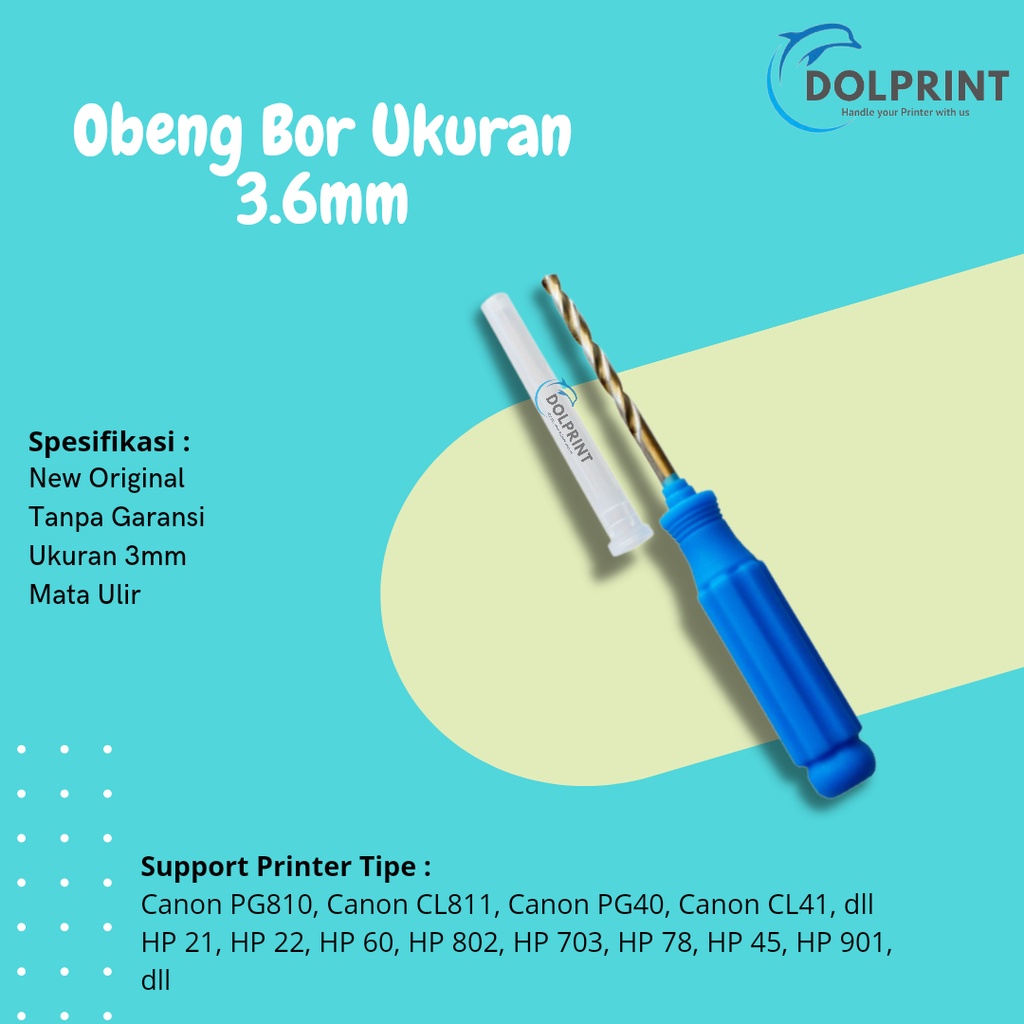 Obeng Bor Ukuran 3.6mm, Obeng Bor Cartridge 3.6mm Obeng Bor Cartridge Canon, Obeng Cartridge