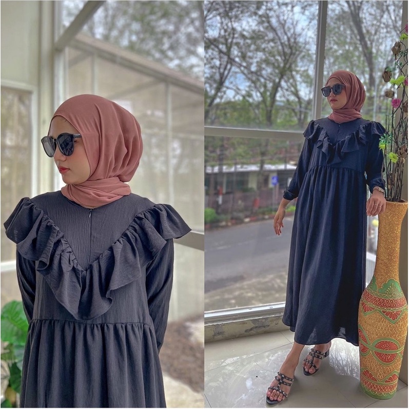 RIFA DRESS/MIDI REMPEL IMPORT/READY STOCK/TERBARU/GAMISLEBARAN/AIRFLOW