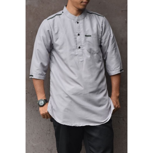 Baju Koko Kurta Katun Pria Dewasa Lengan 3/4